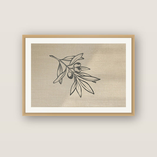 Botanical Ink No. 1 — Large 60×40 cm print in a solid oak frame