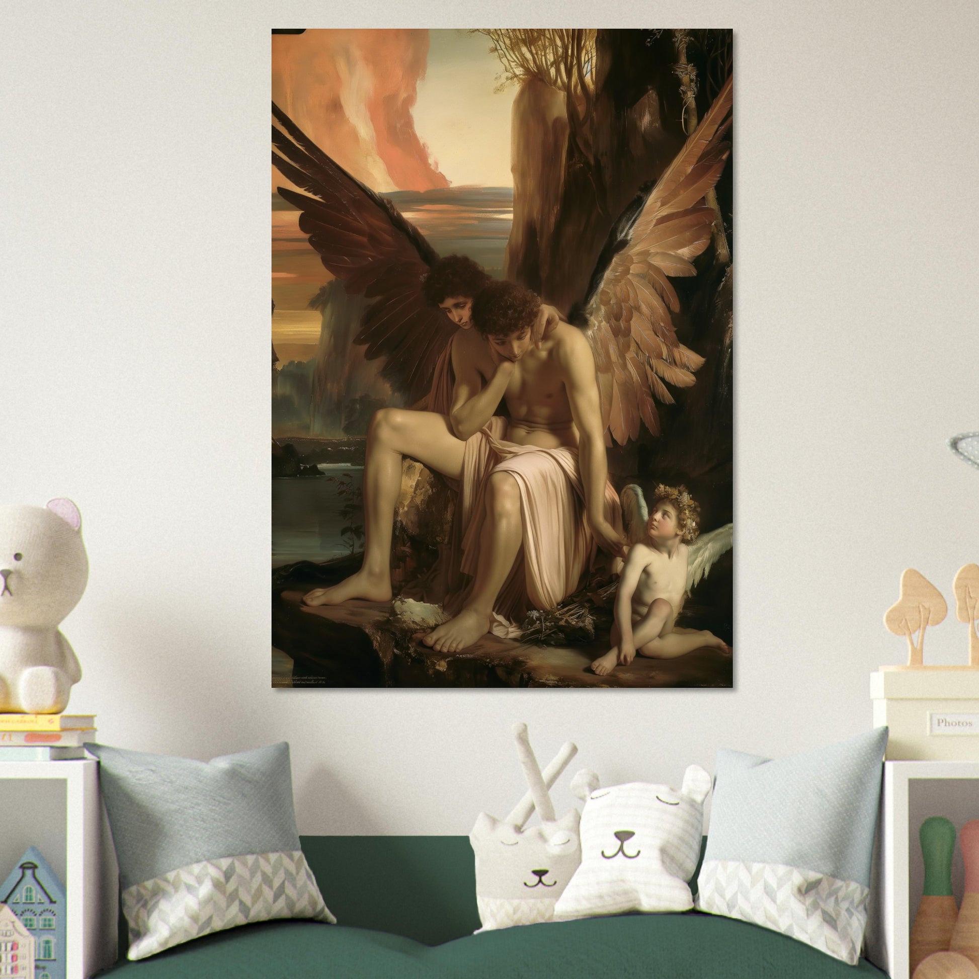 Celestial Aegis - Guardians at Dusk - Classic Art-print-on-foam-board