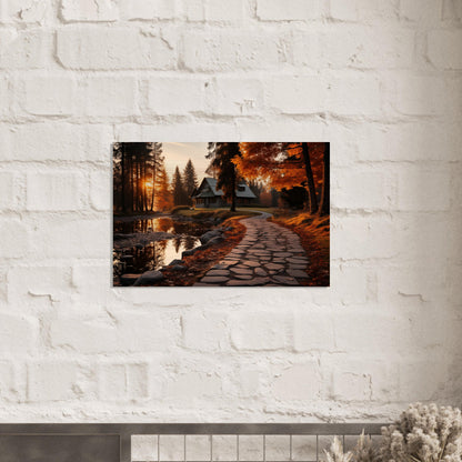 Cobbled Path to Serenity - Autumn’s Glow - Landscape Art-print-on-aluminum