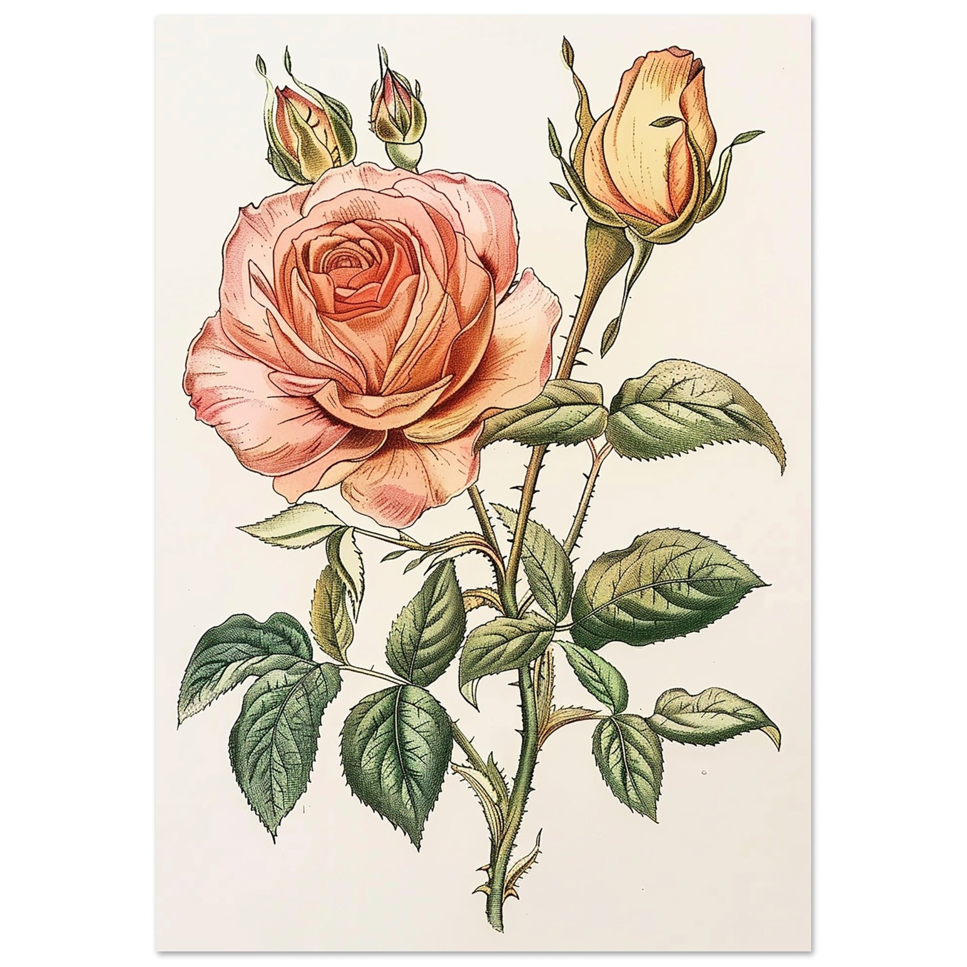 Vintage Blossom Elegance - Floral Art-print-on-foam-board