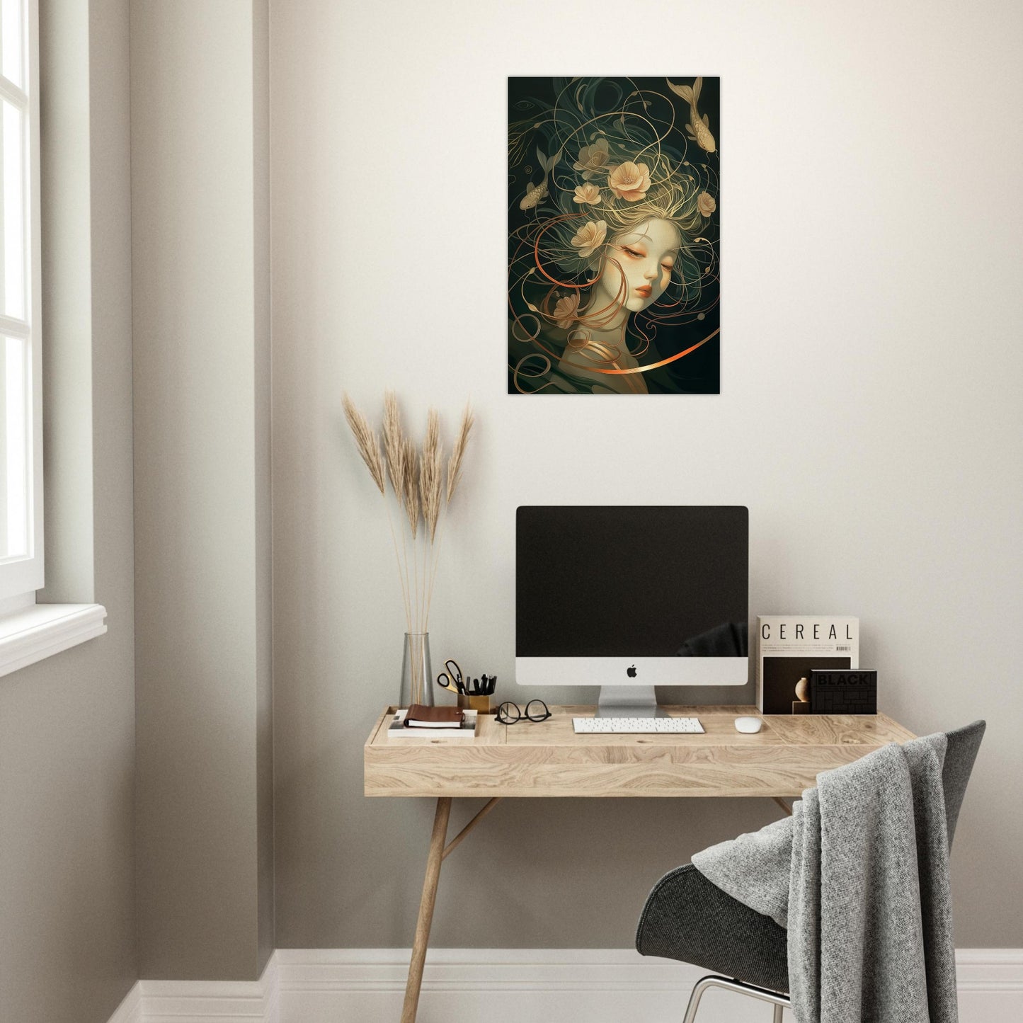 Aquatic Reverie - Abstract Wall Art-print-on-wood