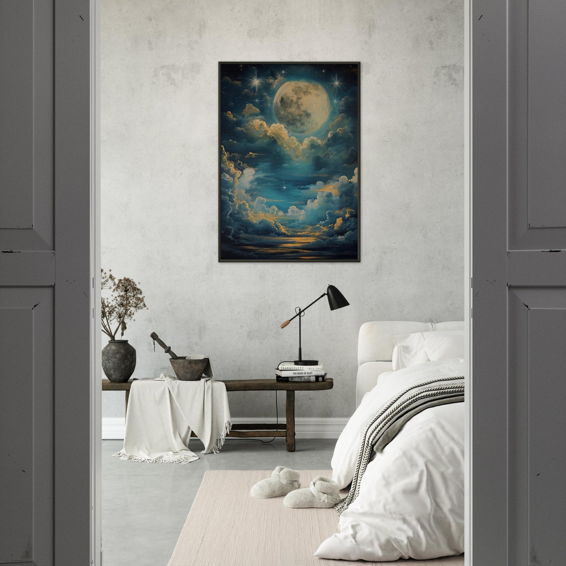 Lunar Sonata - An Evening's Rhapsody in Blue - Fantasy Art-print-in-aluminum-frame