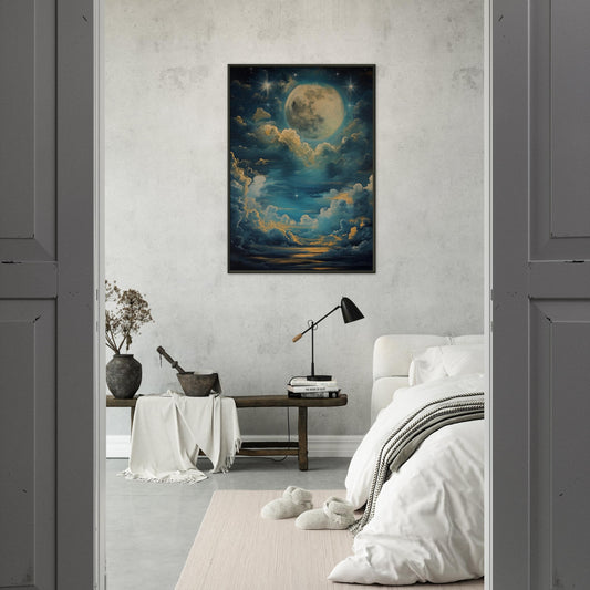 Lunar Sonata - An Evening's Rhapsody in Blue - Fantasy Art-print-in-aluminum-frame