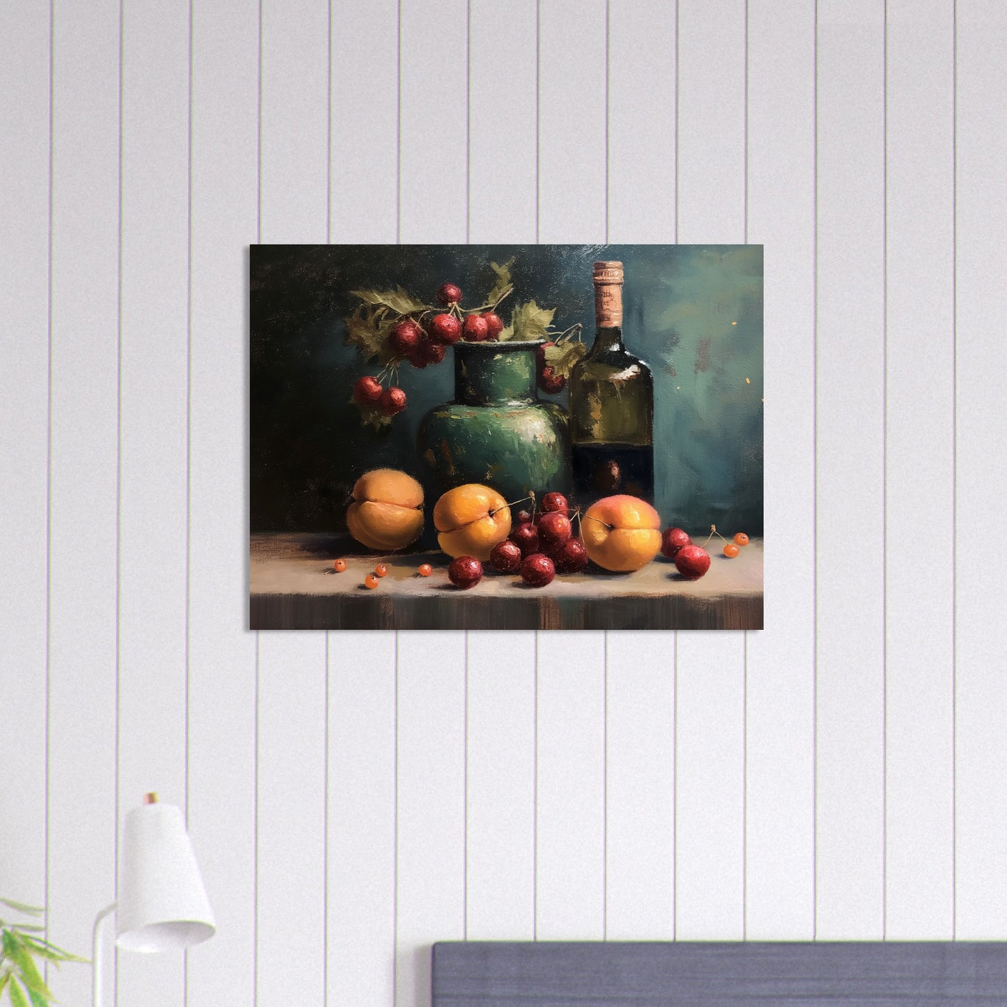 Life with Wine and Fruit - Still life art pieces-print-on-foam-board