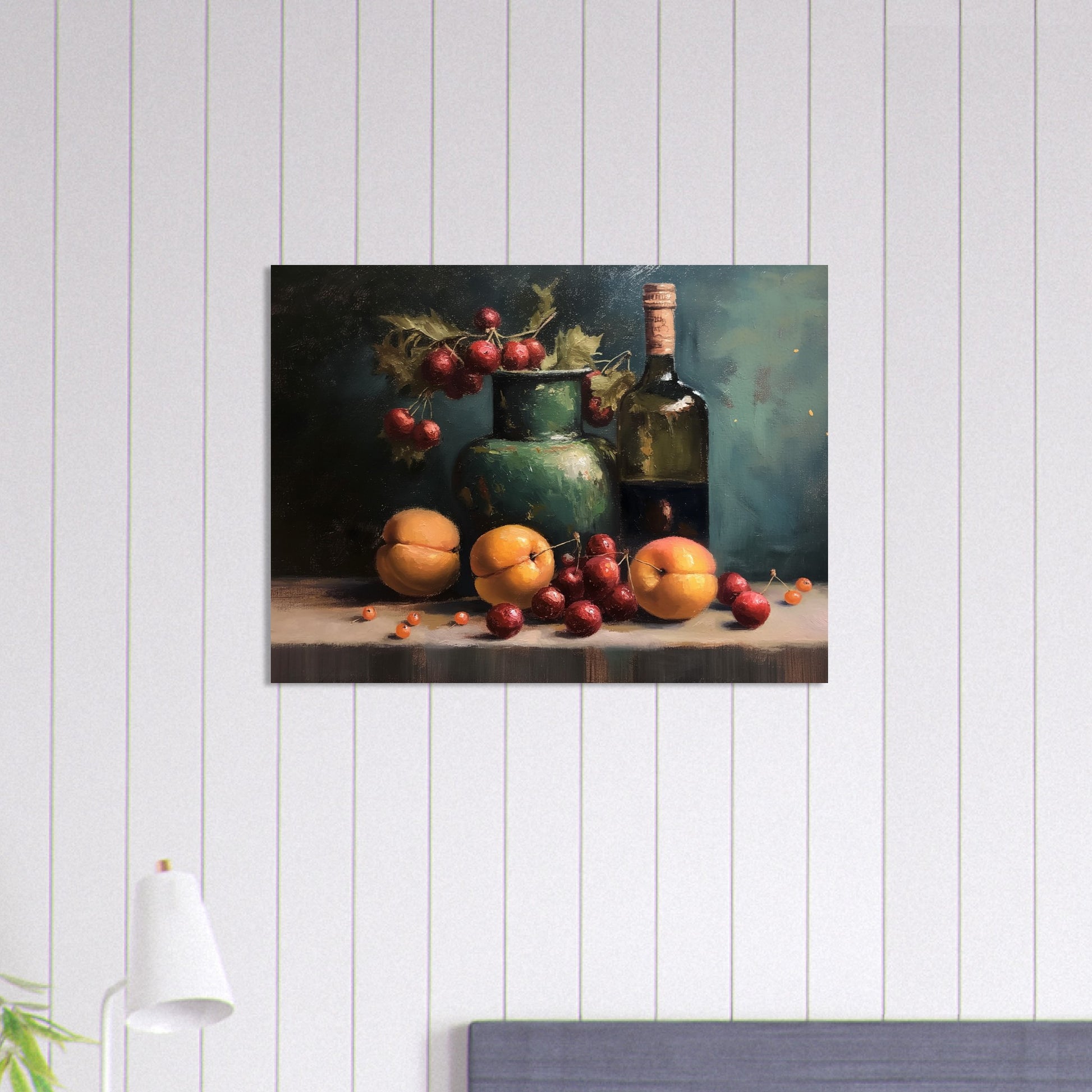 Life with Wine and Fruit - Still life art pieces-print-on-foam-board