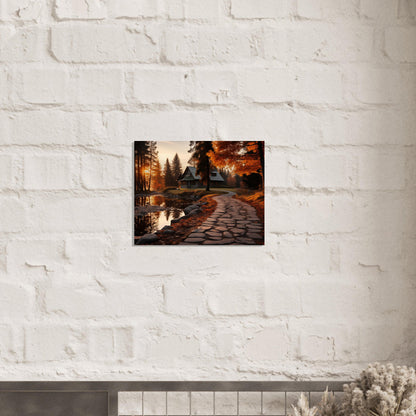 Cobbled Path to Serenity - Autumn’s Glow - Landscape Art-print-on-aluminum