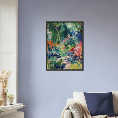 Vibrant Garden Symphony - Abstract Floral Canvas - Abstract Wall Art-print-in-aluminum-frame