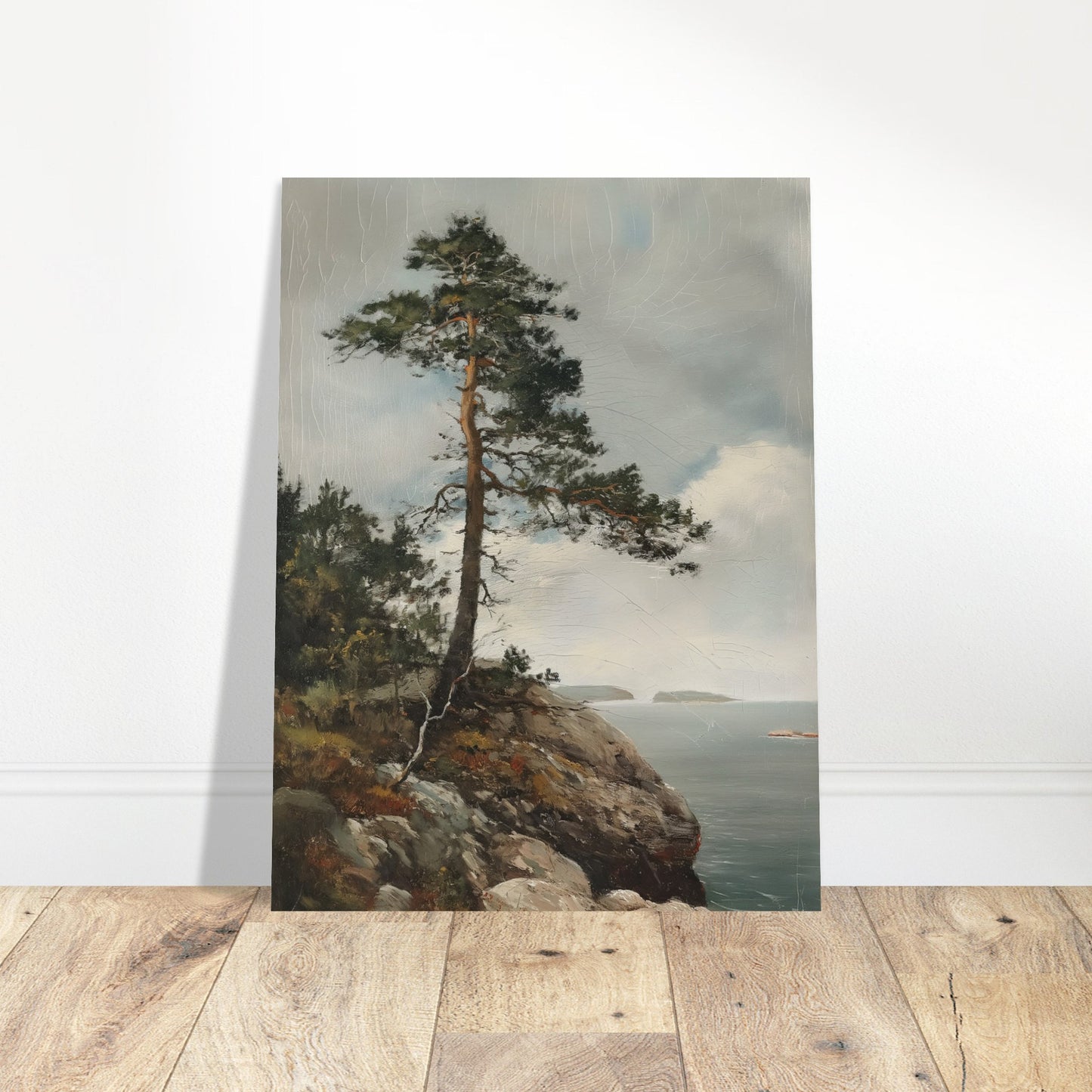 Majestic Solitude - Lone Pine Overlooking the Sea - Nature Art-poster