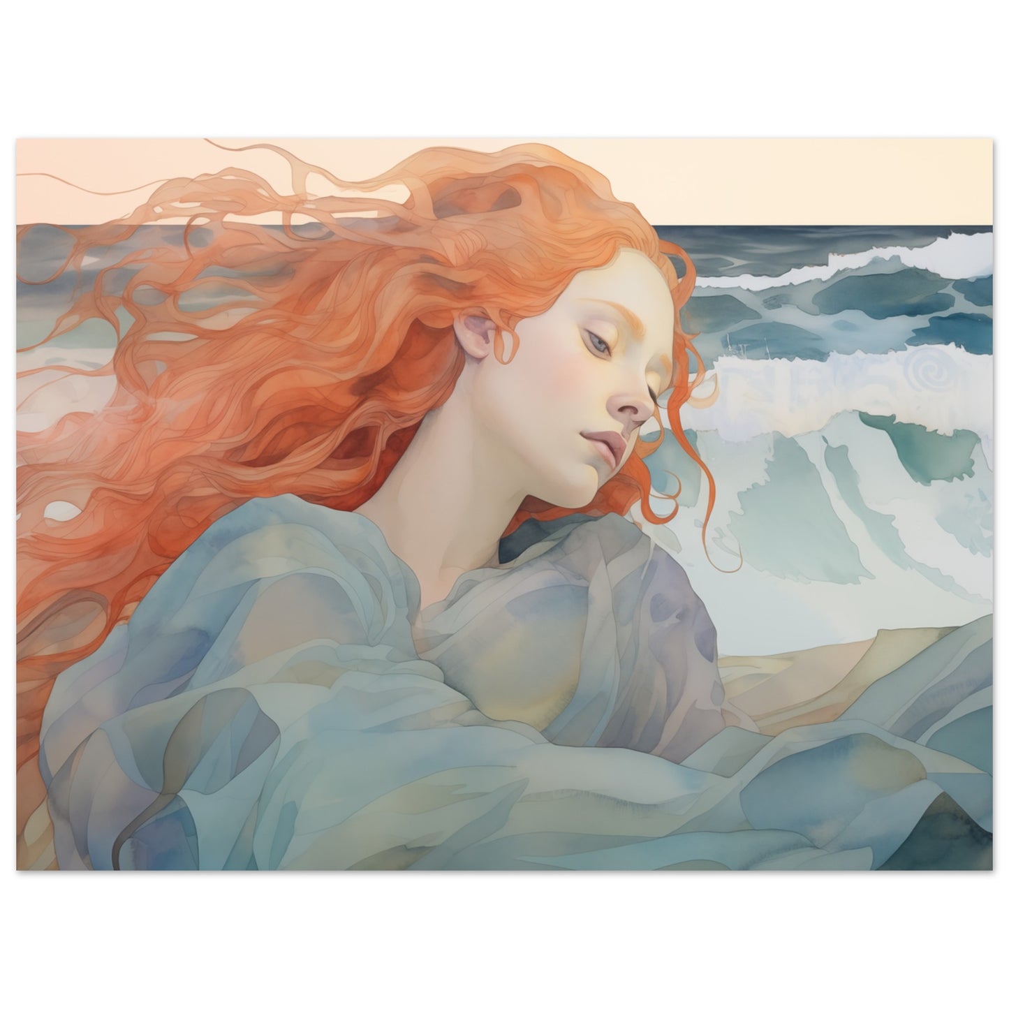 Aegean Whisper - The Melody of the Sea - Fantasy Art-print-on-foam-board