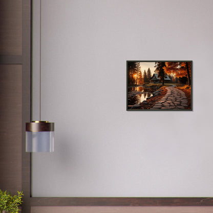 Cobbled Path to Serenity - Autumn’s Glow - Landscape Art-print-in-aluminum-frame