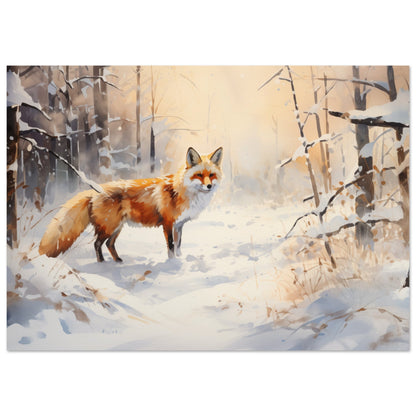 Crimson Sentry - Winter’s Vibrant Whisper - Nature Art-poster