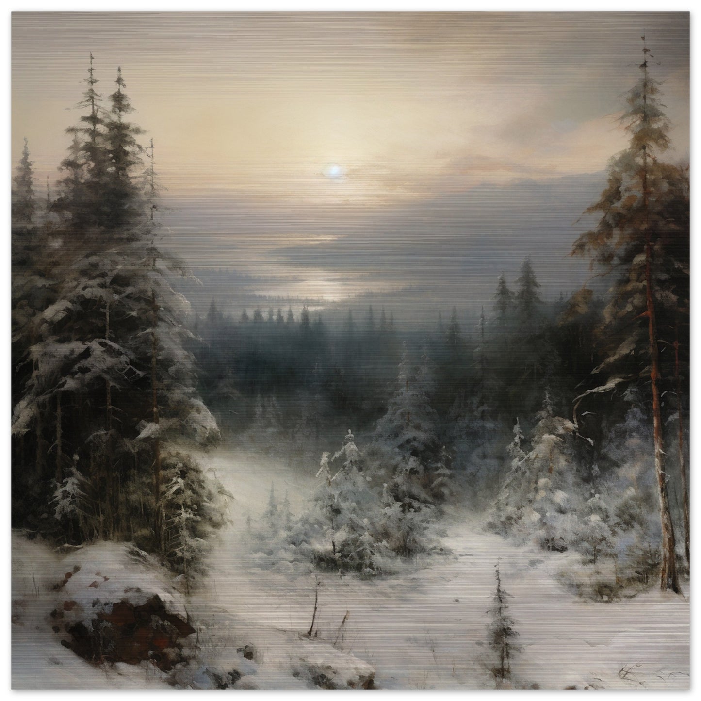 Winter's Hush - Dawn's Luminous Caress - Landscape Art-print-on-aluminum