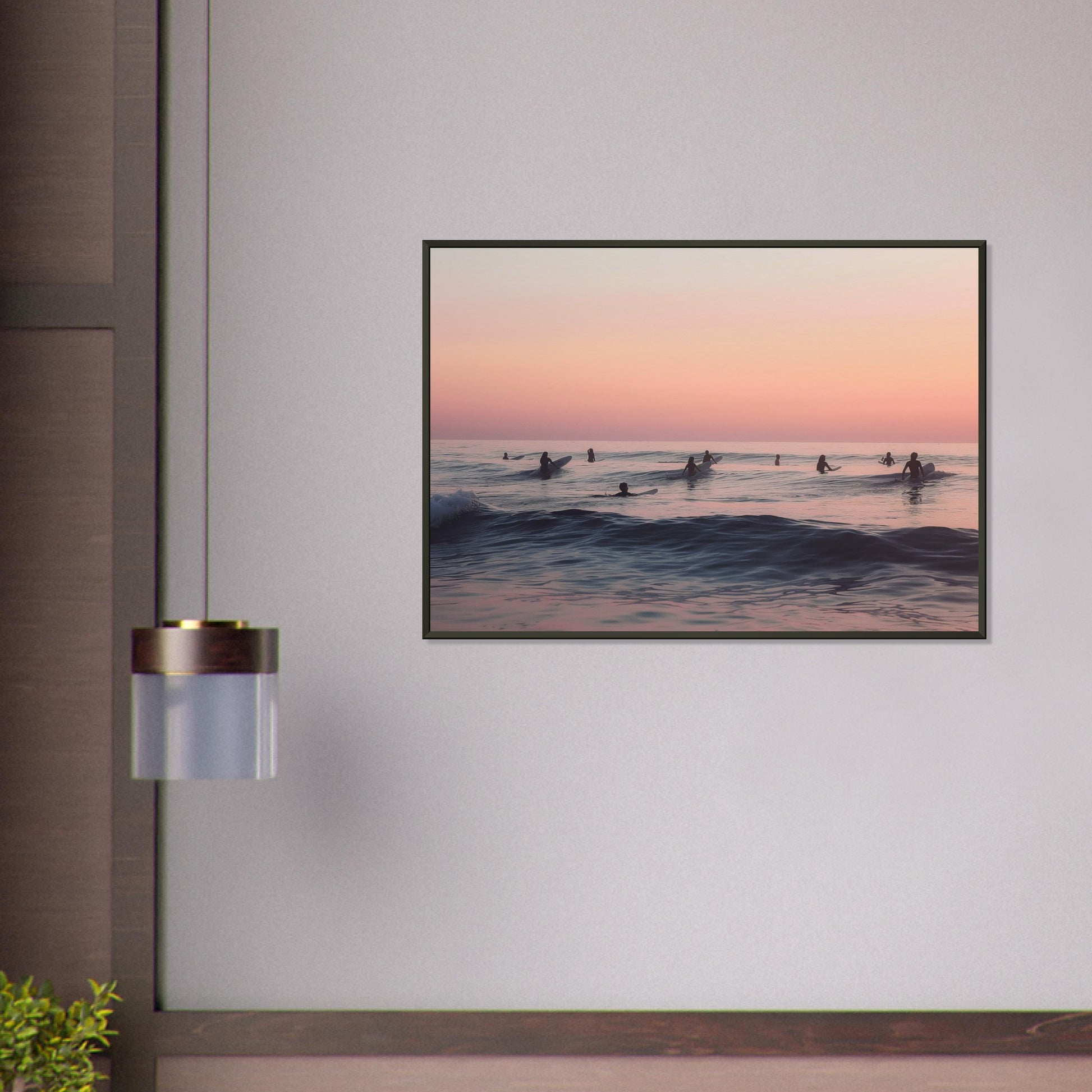 Dusk on the Swells - Serenade of the Surfers - Nature Art-print-in-aluminum-frame