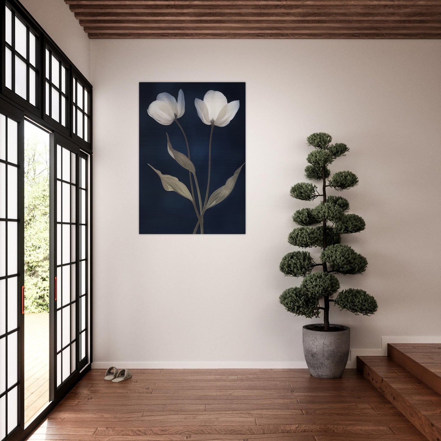 Midnight Blooms - Floral Art-print-on-aluminum