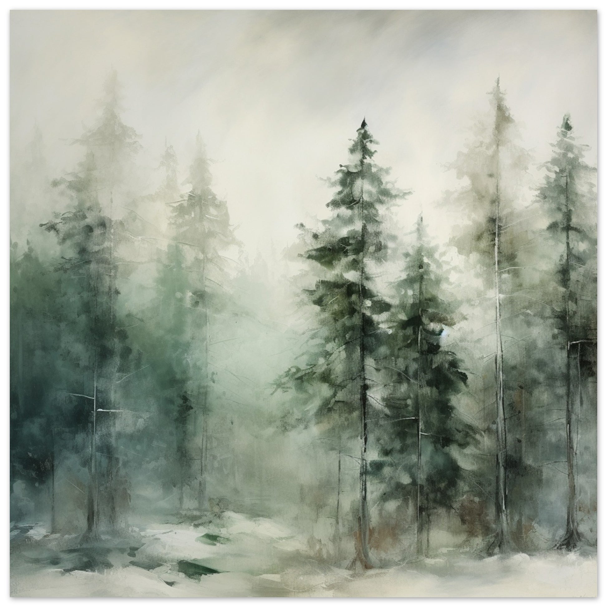 Emerald Enclave - The Forest’s Winter Cloak - Landscape Art-print-on-foam-board