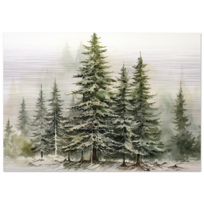 Verdant Veil - The Winter's Slumber - Landscape Art-print-on-aluminum