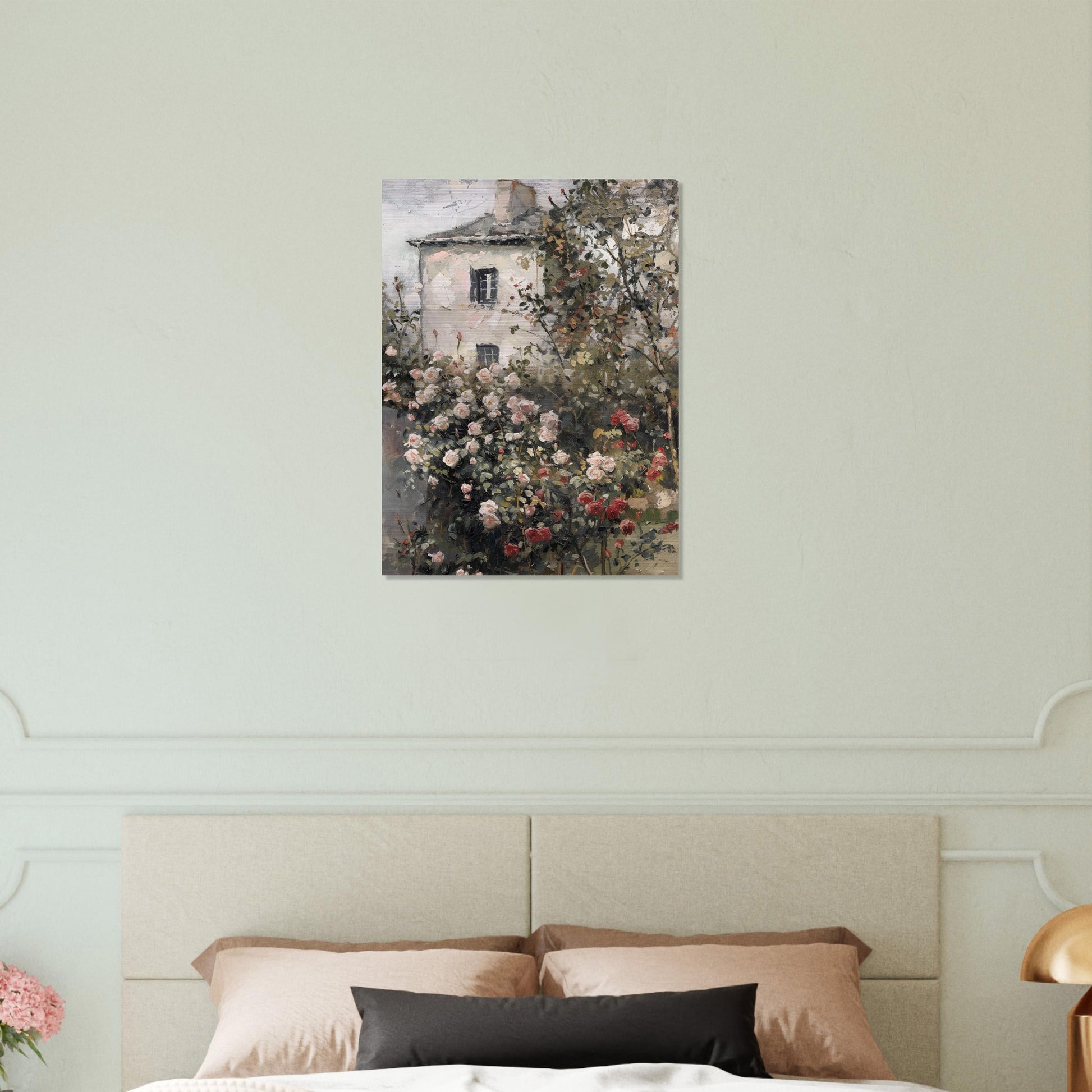 Blossoming Seclusion - The Rose Garden's Secret - Floral Art-print-on-aluminum