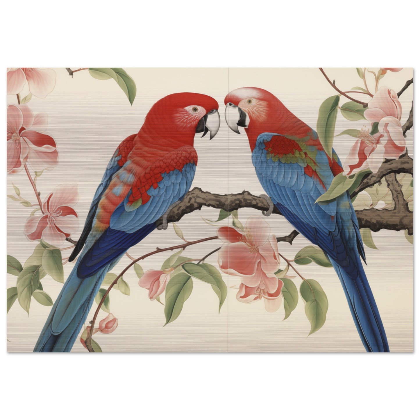 Tropical Duet - Bloom and Plumage - Nature Art-print-on-aluminum