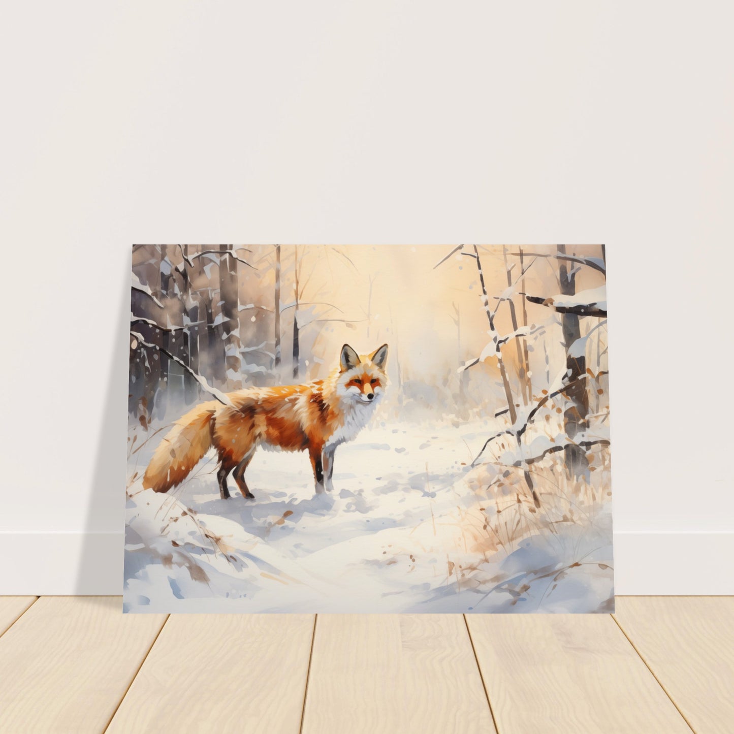 Crimson Sentry - Winter’s Vibrant Whisper - Nature Art-poster