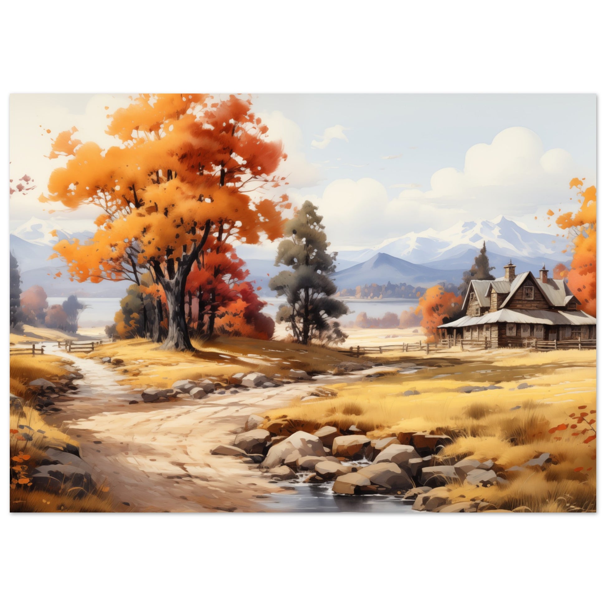 Autumn's Homestead - The Warmth of Seasons - Landscape Art-print-on-foam-board