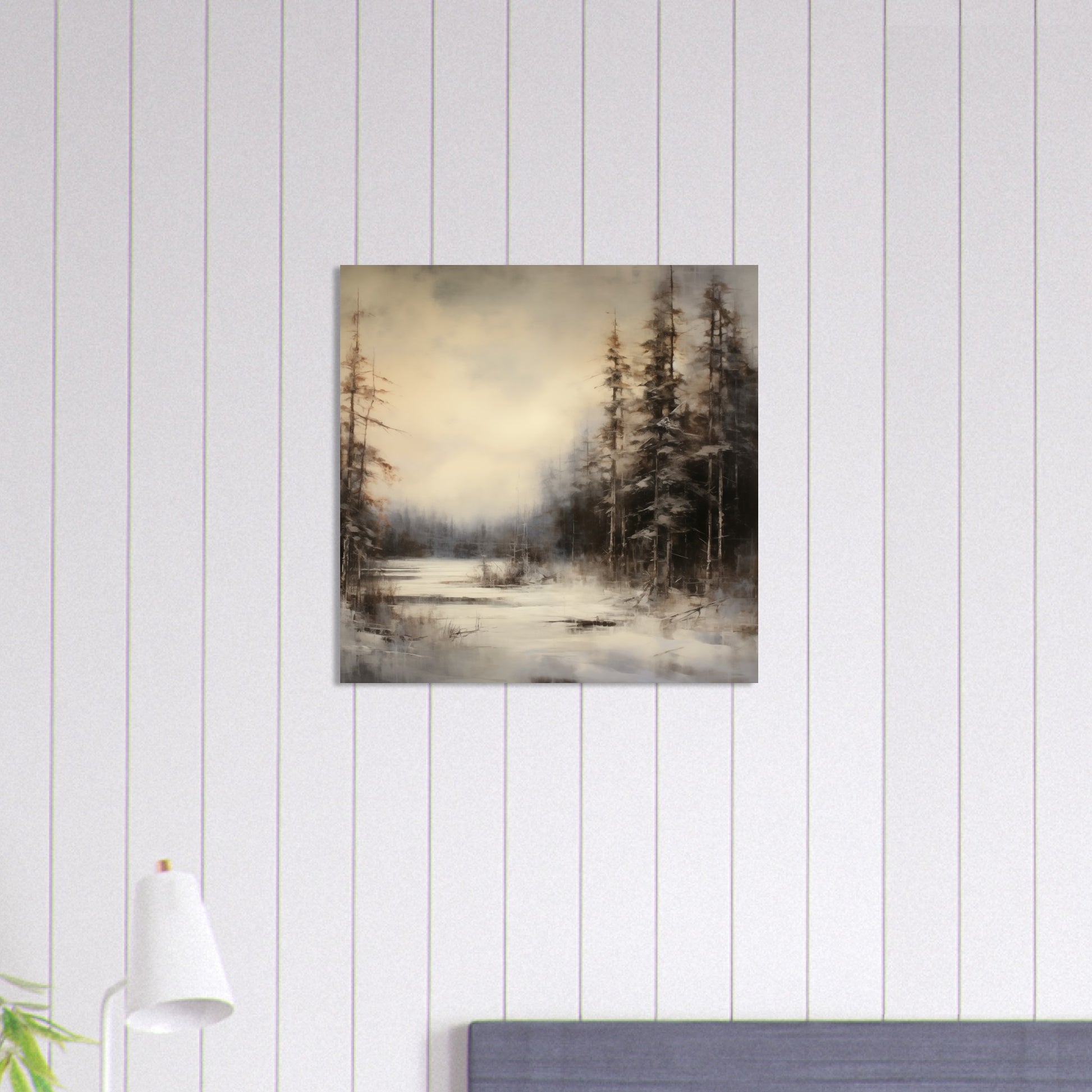 Frostbound Solitude - Serenity at Dusk - Landscape Art-print-on-foam-board