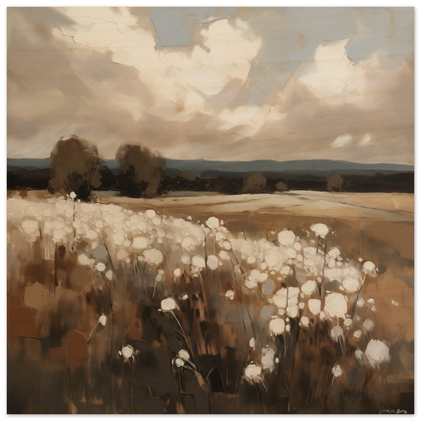 Whispering Fields - Dusks Gentle Embrace - Landscape Art-print-on-wood