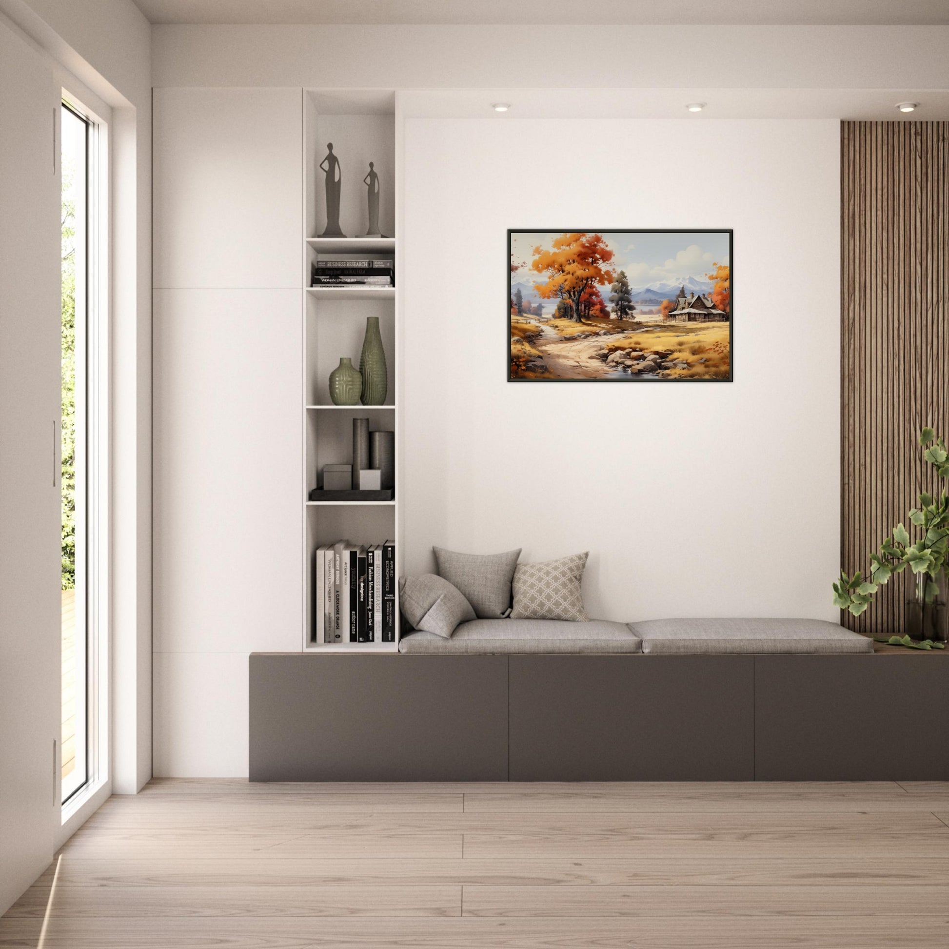 Autumn's Homestead - The Warmth of Seasons - Landscape Art-print-in-aluminum-frame