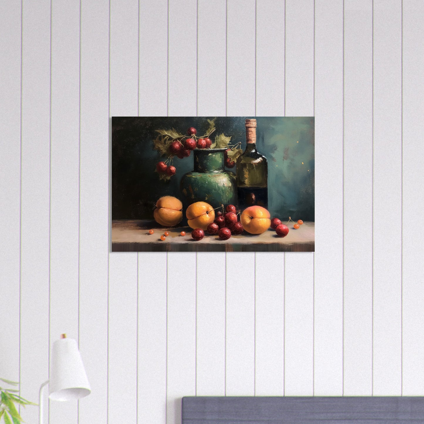 Life with Wine and Fruit - Still life art pieces-print-on-foam-board