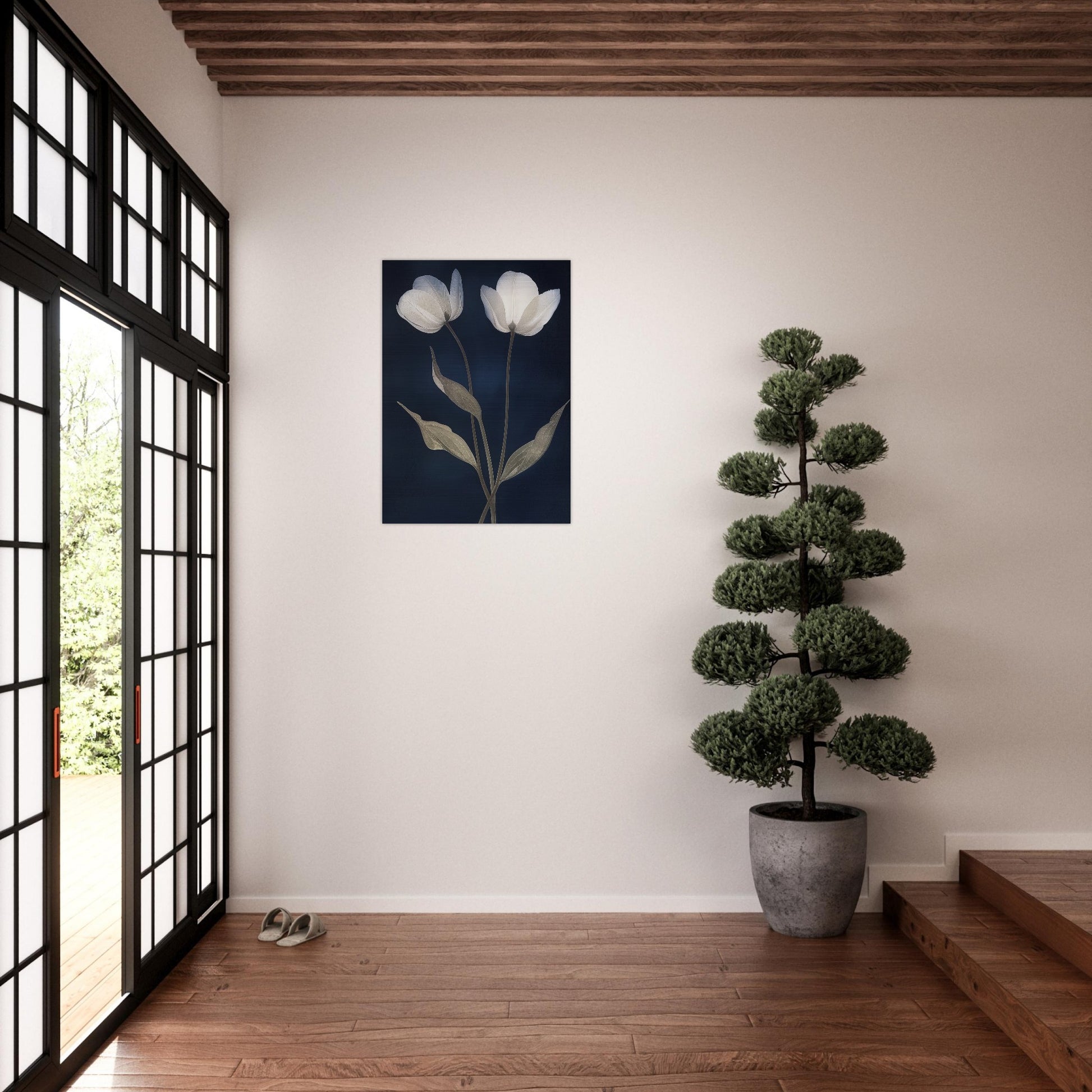 Midnight Blooms - Floral Art-print-on-aluminum