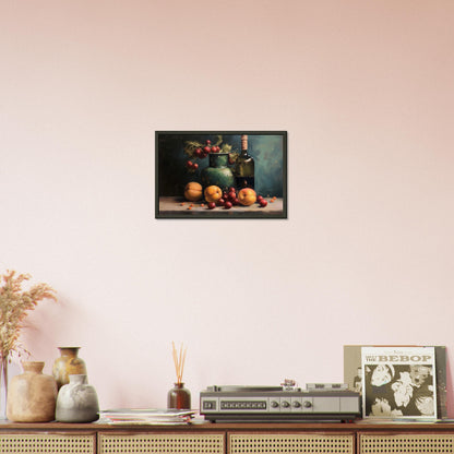 Life with Wine and Fruit - Still life art pieces-print-in-aluminum-frame