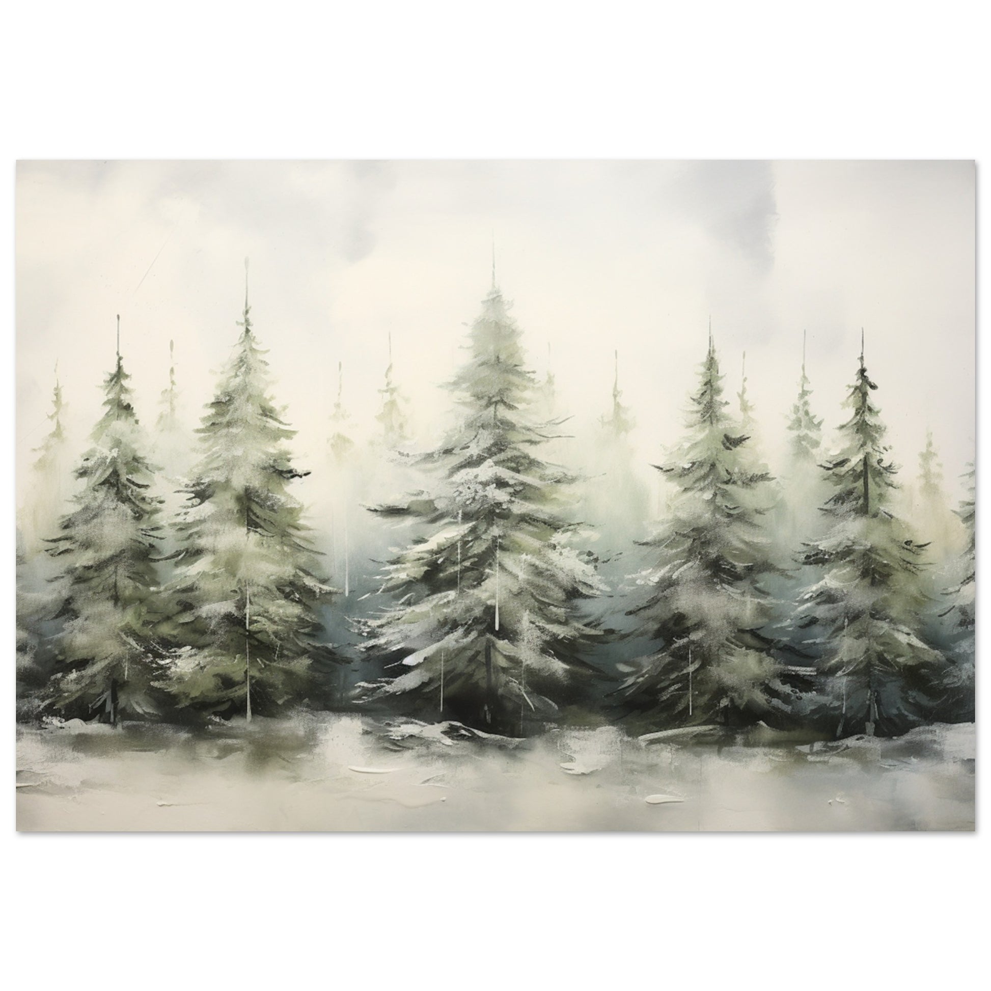 Misty Pines - Dawn's Serene Symphony - Landscape Art-print-on-foam-board