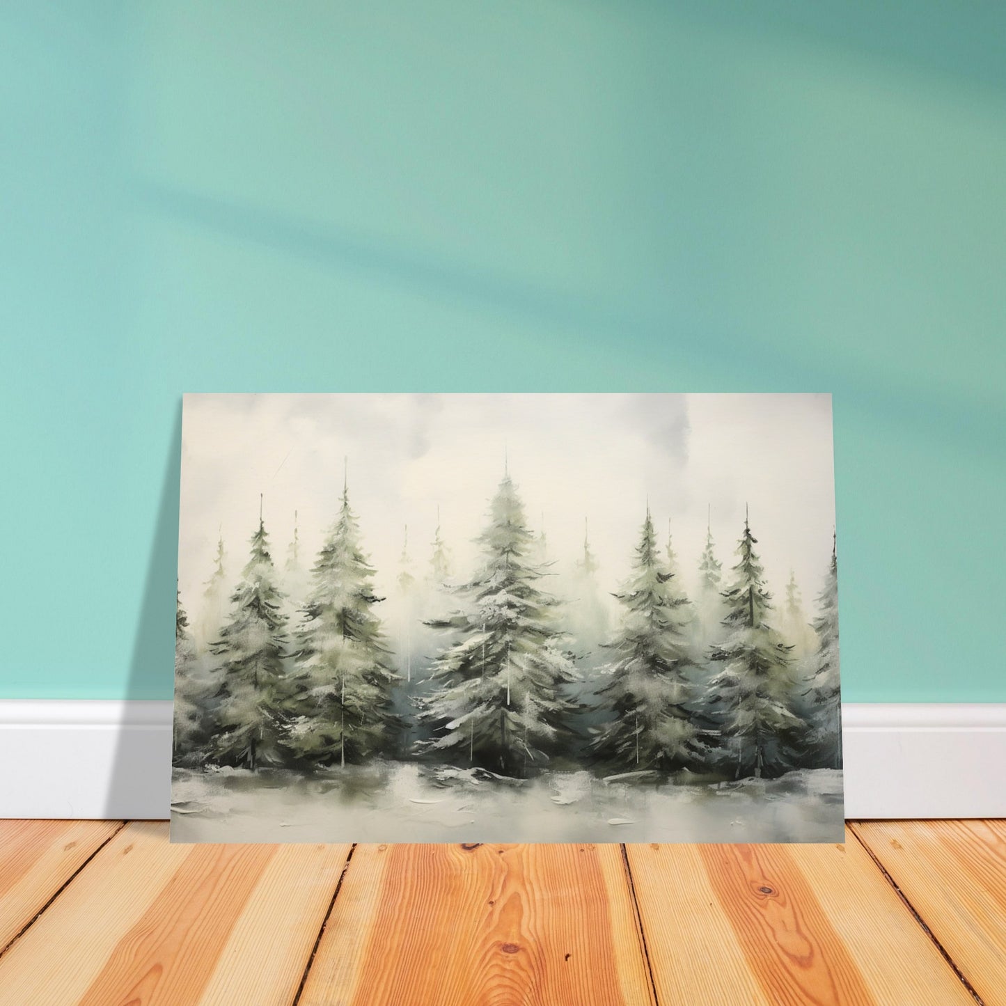 Misty Pines - Dawn's Serene Symphony - Landscape Art-poster