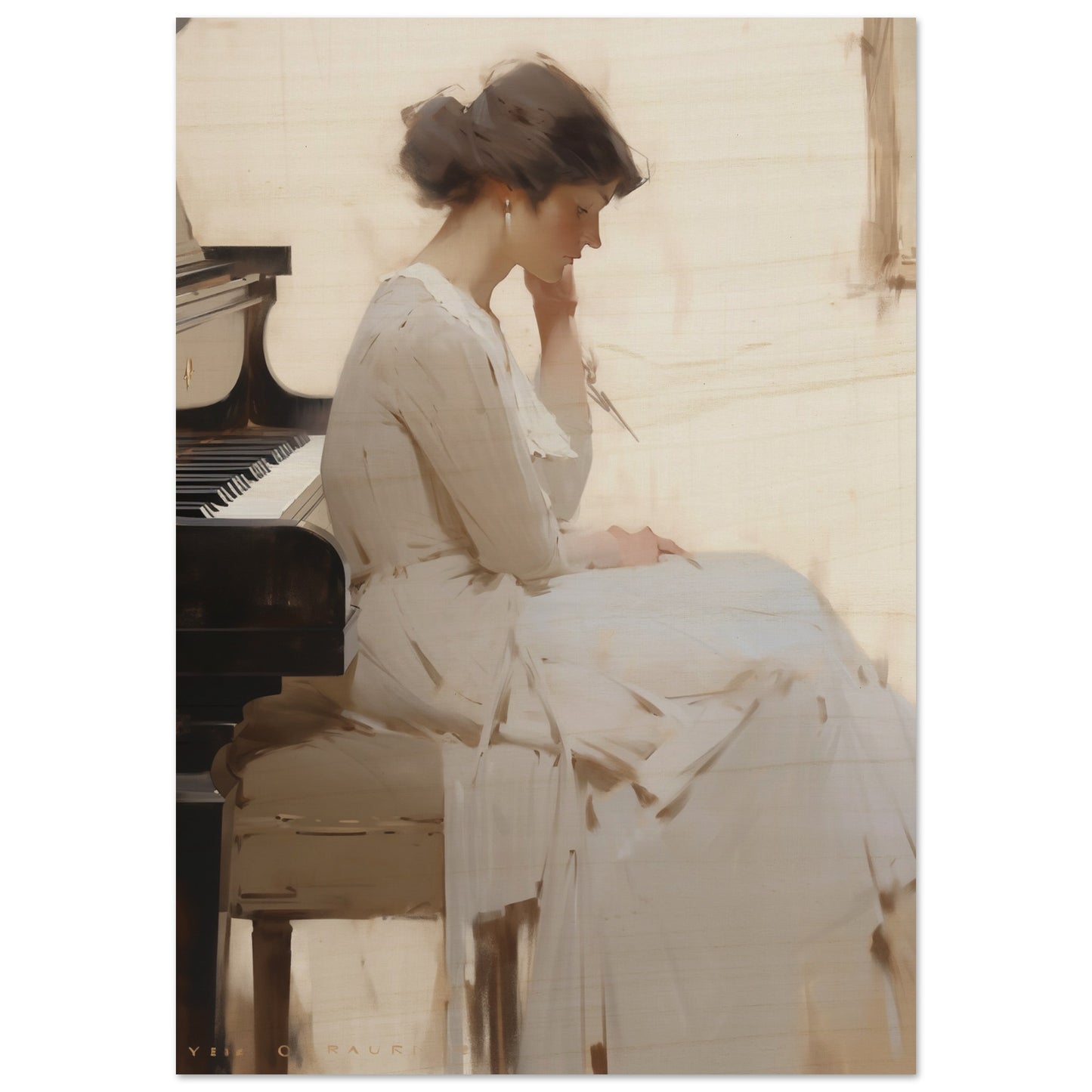 Sonatas Silent Muse A Pensive Melody - Classic Art-print-on-wood