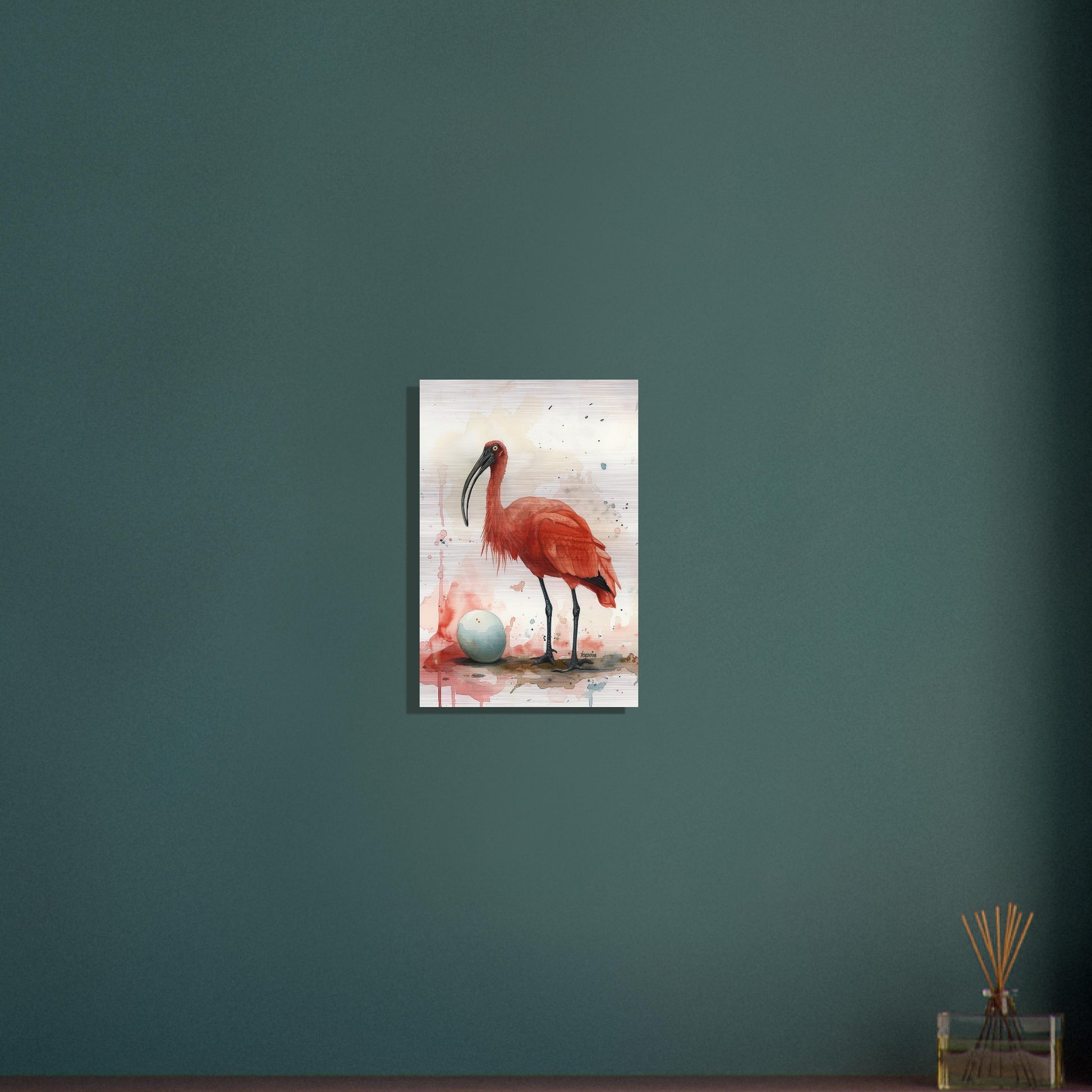 Crimson Sentinel - Elegance in Repose - Nature Art-print-on-aluminum