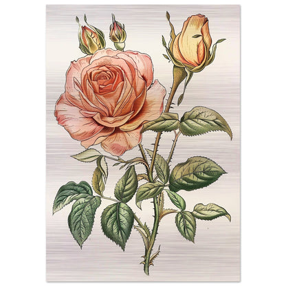 Vintage Blossom Elegance - Floral Art-print-on-aluminum