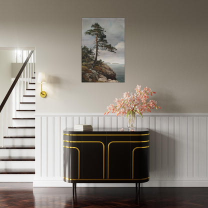 Majestic Solitude - Lone Pine Overlooking the Sea - Nature Art-print-on-aluminum