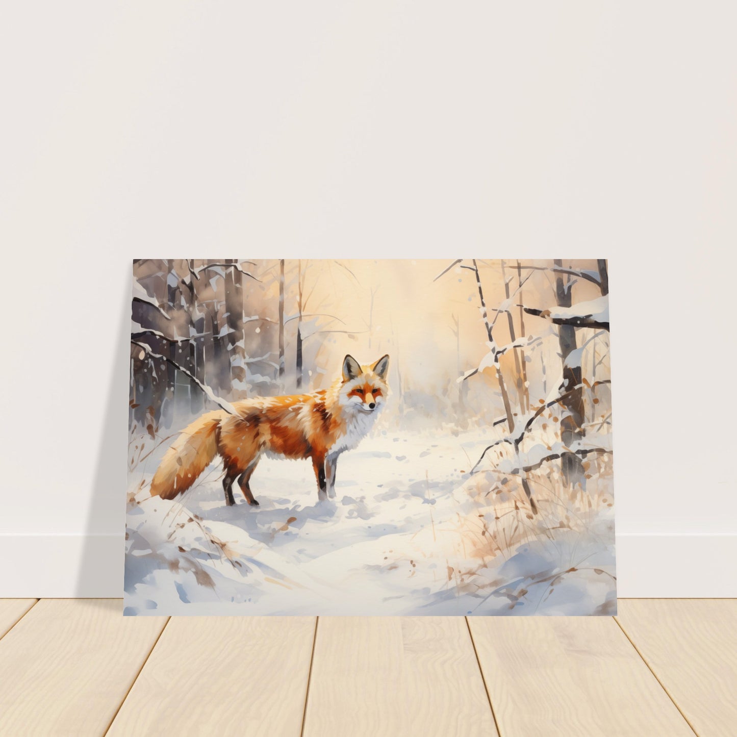 Crimson Sentry - Winter’s Vibrant Whisper - Nature Art-poster