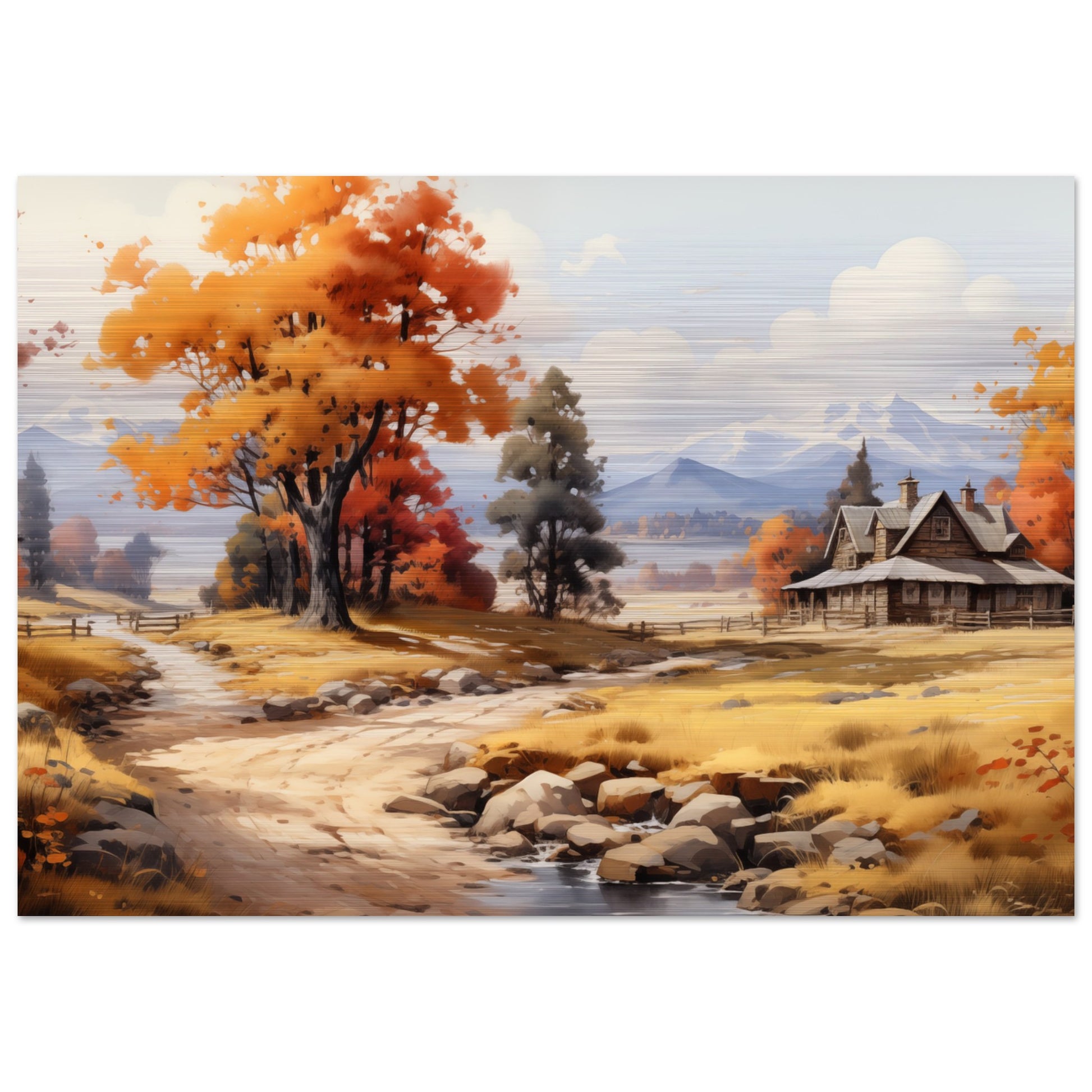 Autumn's Homestead - The Warmth of Seasons - Landscape Art-print-on-aluminum