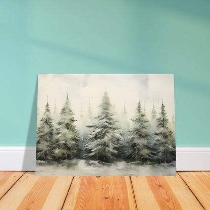 Misty Pines - Dawn's Serene Symphony - Landscape Art-poster