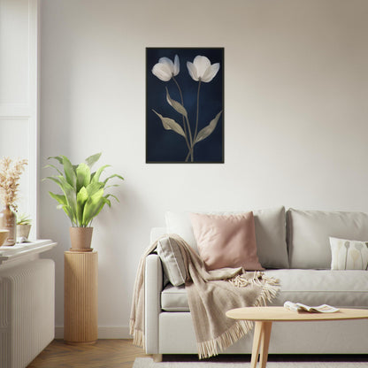 Midnight Blooms - Floral Art-print-in-aluminum-frame