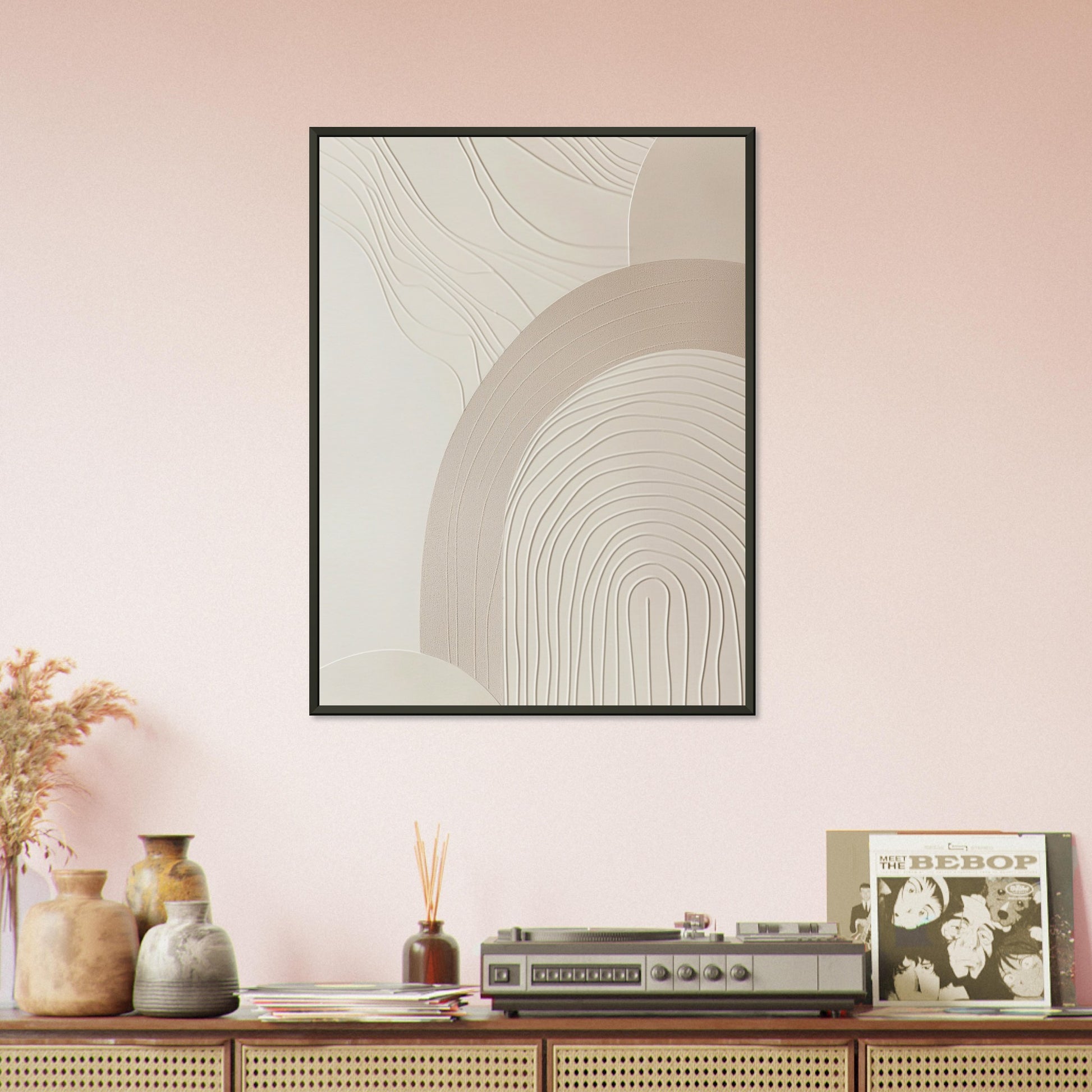 Harmonious Crescents - Abstract wall art-print-in-aluminum-frame