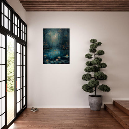 Tranquil Pond - A Serene Water Lily Dreamscape - Fantasy Art-print-on-aluminum