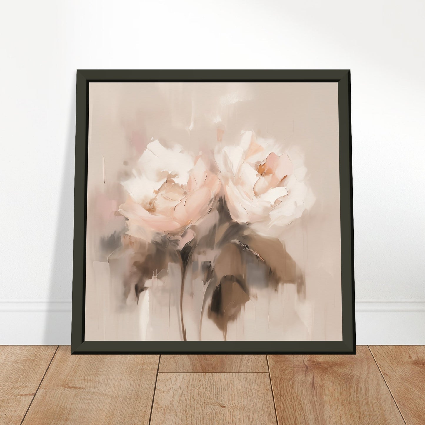 Ballet of Dawn - Gentle Rose Triptych - Abstract Wall Art-print-in-aluminum-frame