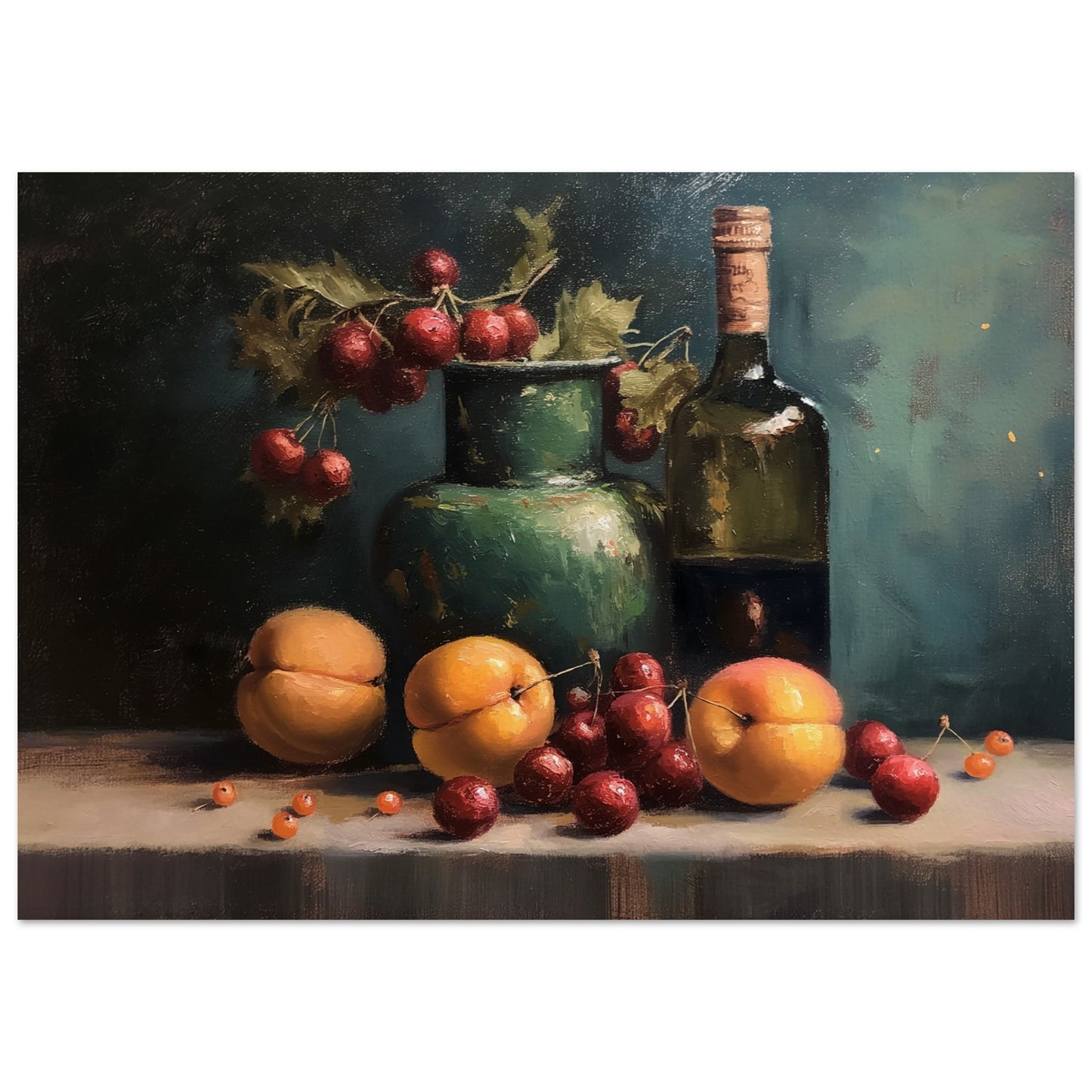 Life with Wine and Fruit - Still life art pieces-poster