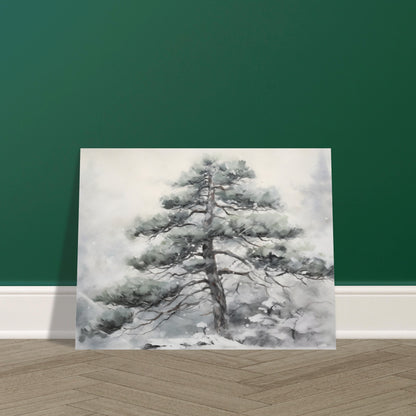 Winter's Sentinel - The Stoic Pine - Landscape Art-poster