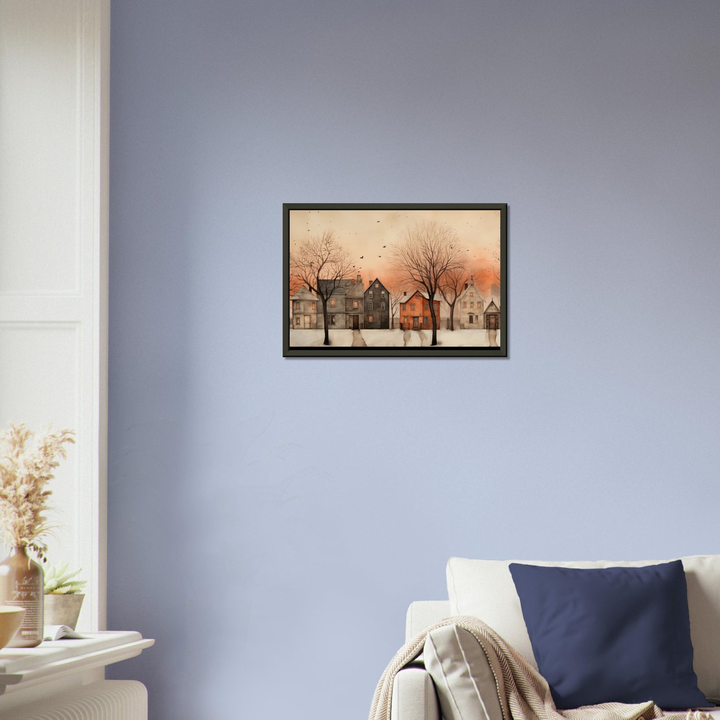 Twilight Repose - Winter in Watercolor - Nature Art-print-in-aluminum-frame