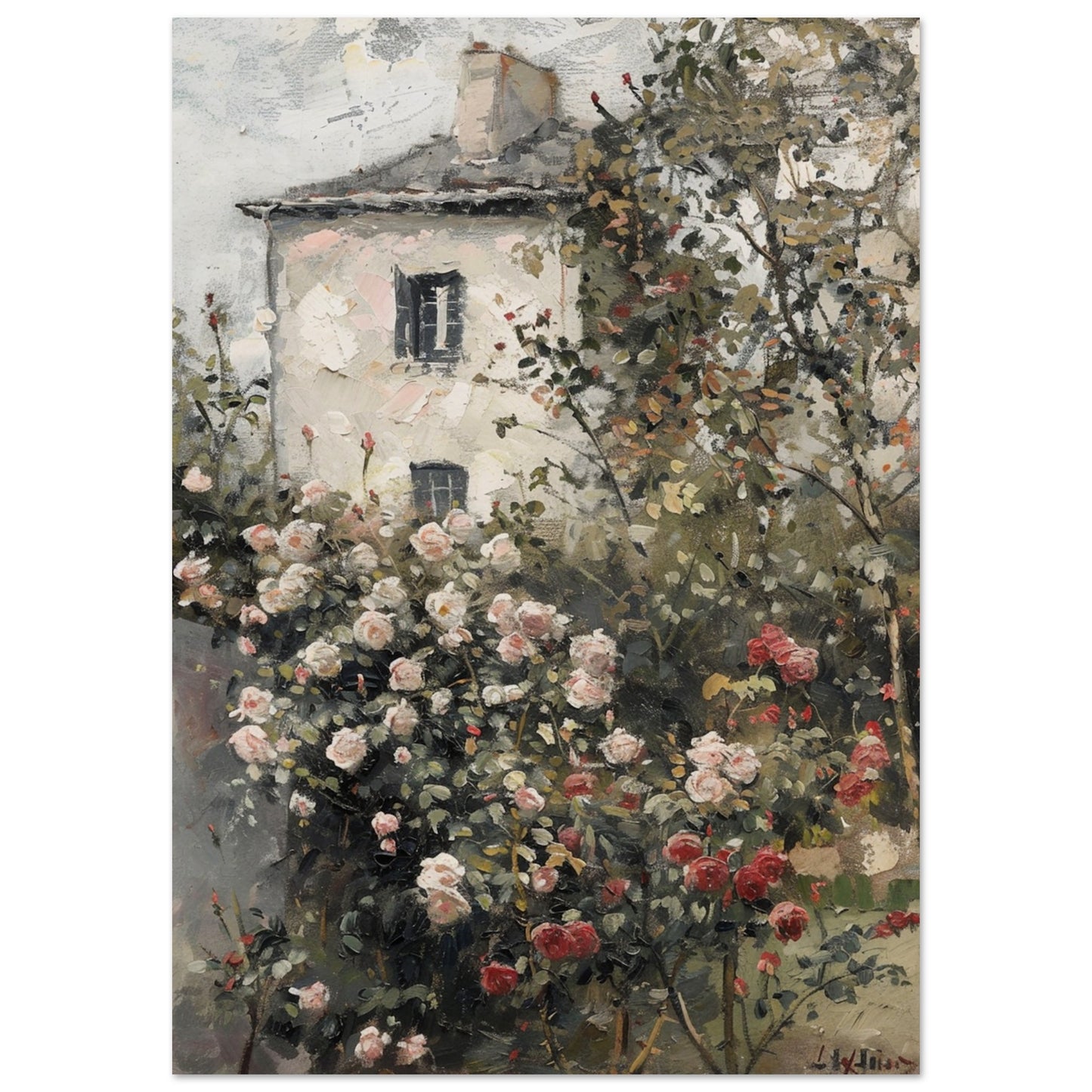 Blossoming Seclusion - The Rose Garden's Secret - Floral Art-poster