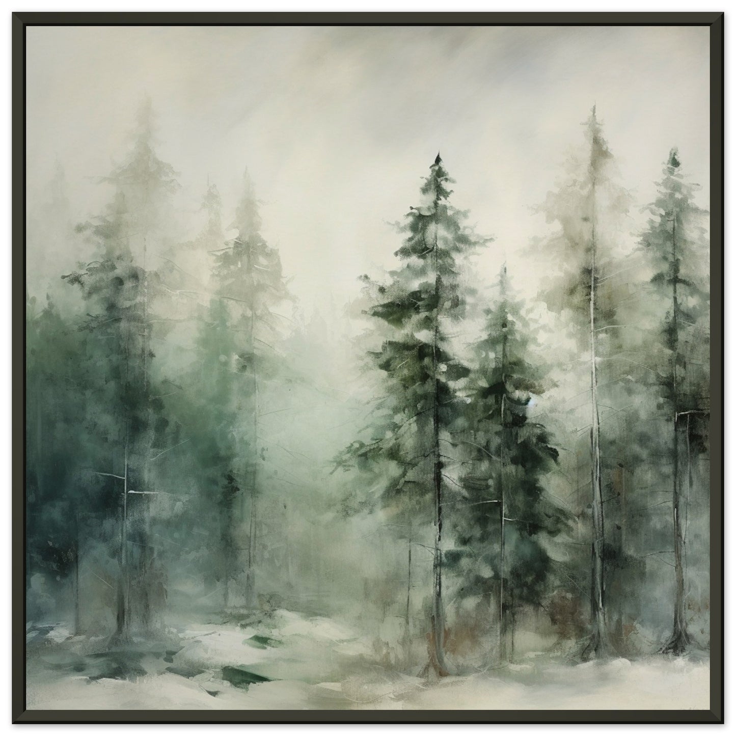 Emerald Enclave - The Forest’s Winter Cloak - Landscape Art-print-in-aluminum-frame