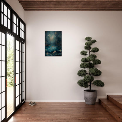 Tranquil Pond - A Serene Water Lily Dreamscape - Fantasy Art-print-on-aluminum