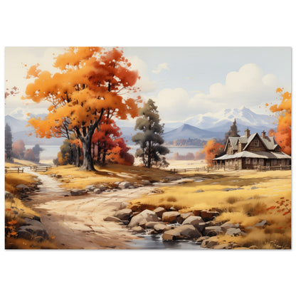 Autumn's Homestead - The Warmth of Seasons - Landscape Art-poster